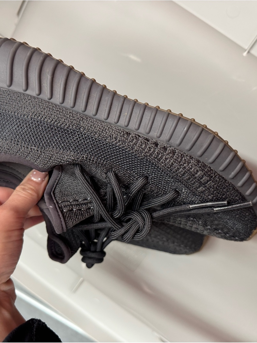 Yeezy Kids Sneakers in Dark Grey with Gum Sole